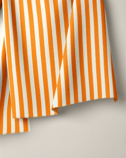Orange Small Stripe Screen Print Cotton - 1 Yard Seconds