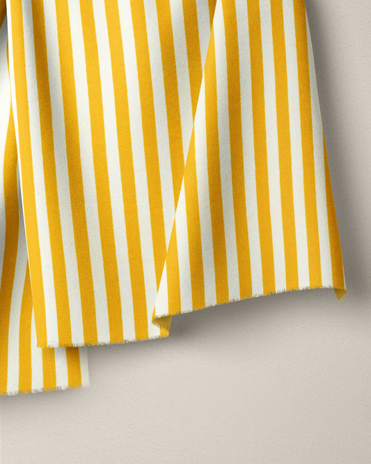 Yellow Small Stripe Screen Print Cotton - 1 Yard Seconds