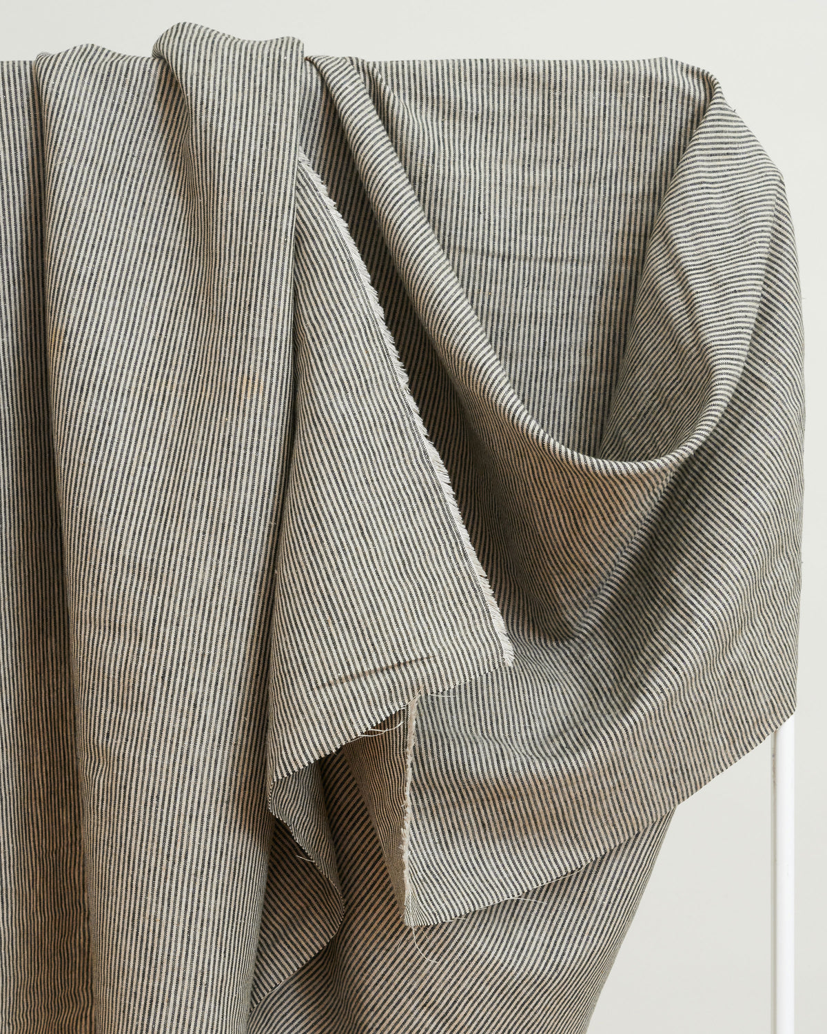 Black and Oat Railroad Stripe Linen Rayon