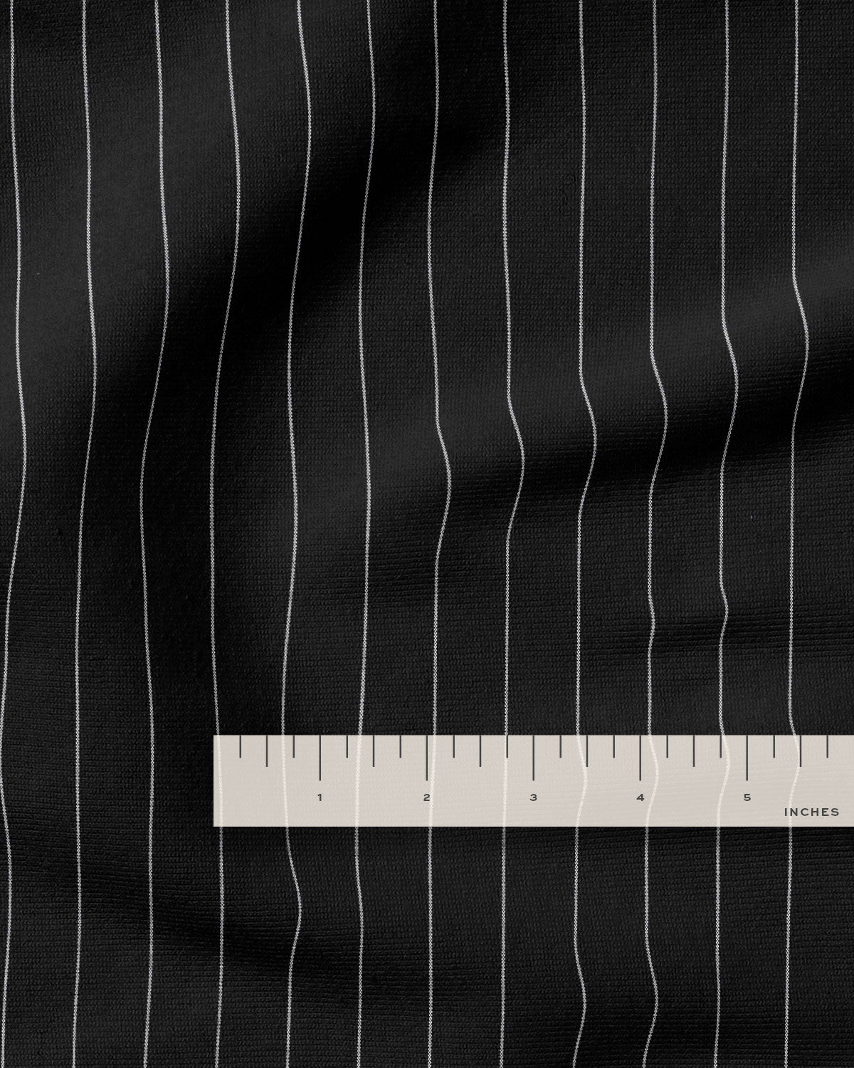 Black Wide Pinstripe Cotton Shirting