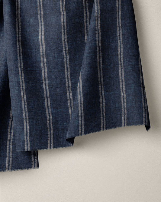 Blue Summit Twin Stripe Washed Linen