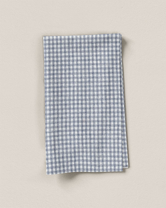 Cast Blue Micro Gingham Stonewash Cotton Linen