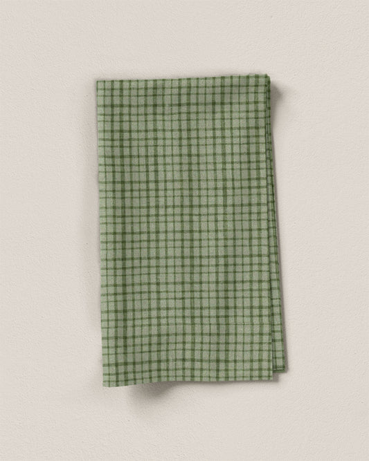 Chive Basket Check Washed Linen