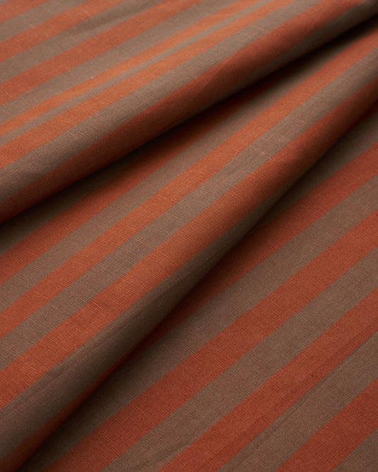 Brown and Copper Cotton Linen Stripe
