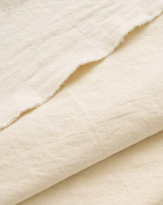 Cream Stonewashed Denim Twill