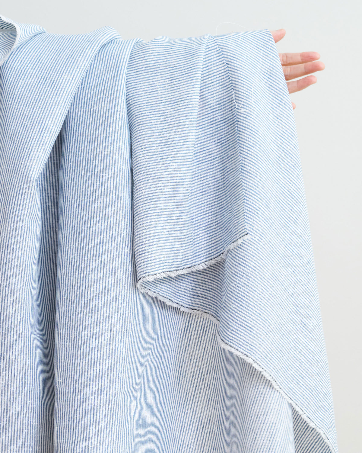 Dusty Blue Railroad Stripe Linen Rayon