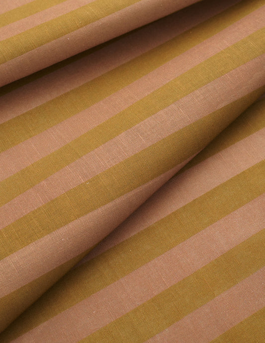 Gold and Fawn Cotton Linen Stripe