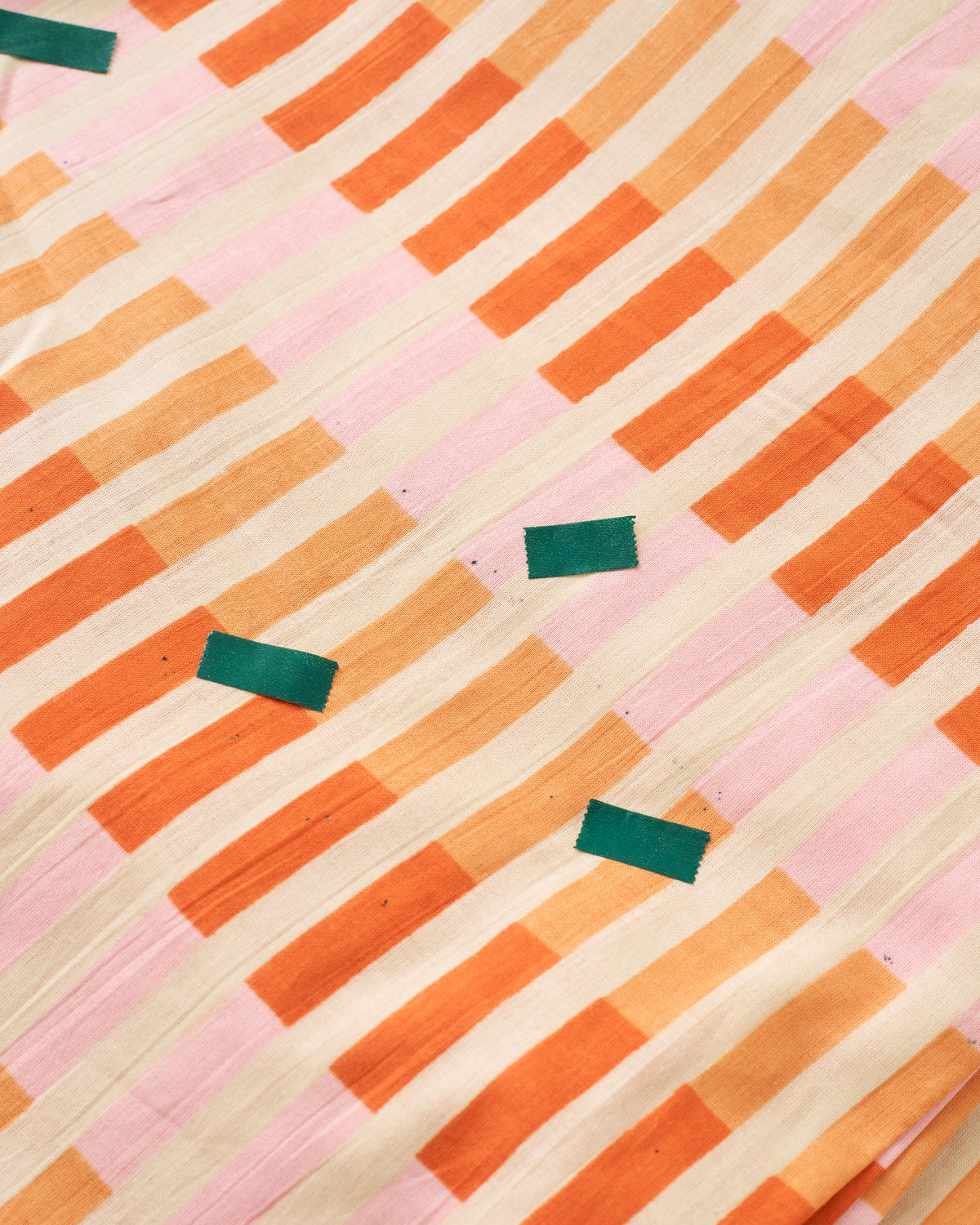 Imperfect Grapefruit Multi Stripe Block Print Cotton