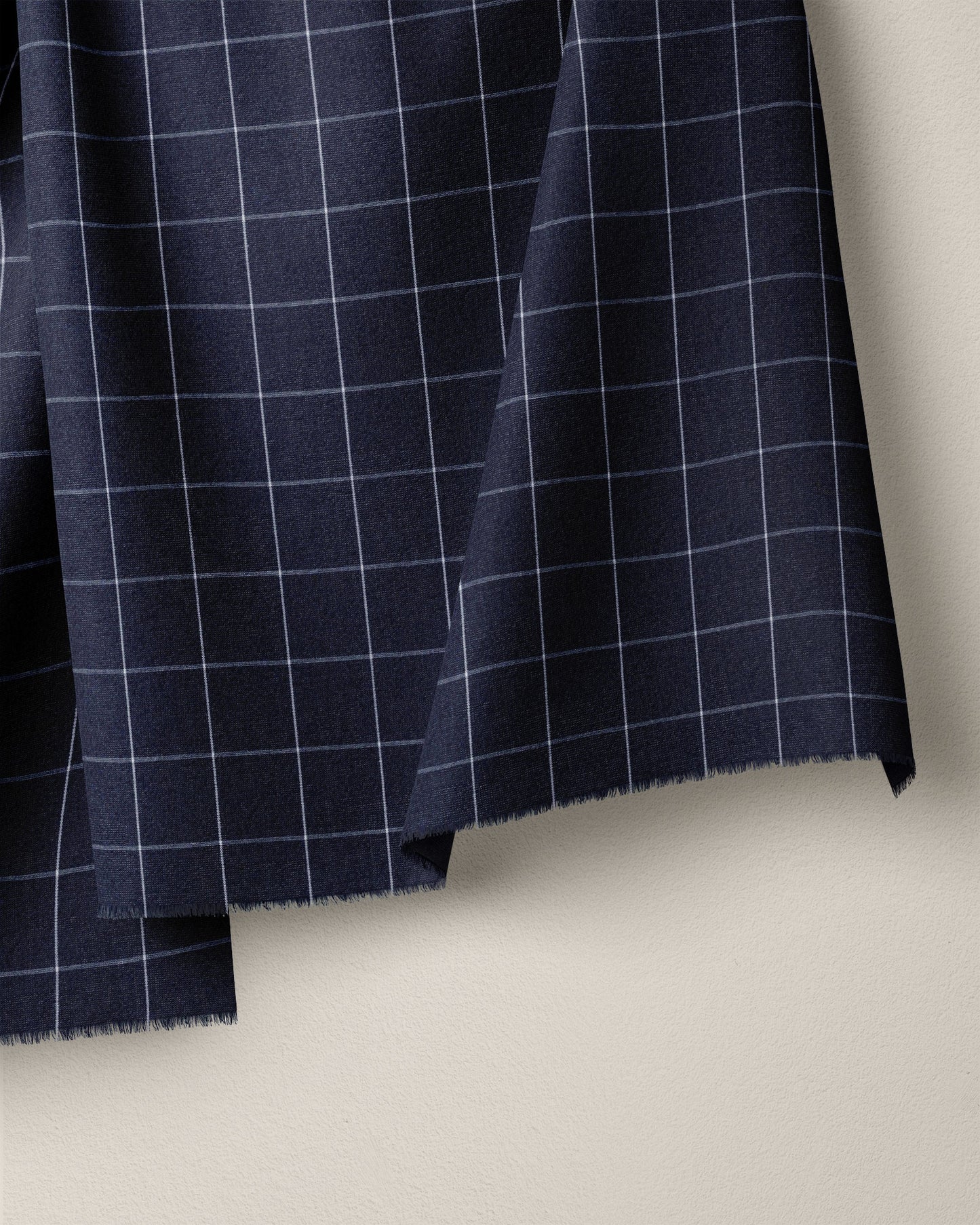 Navy Large Grid Cotton Shirting