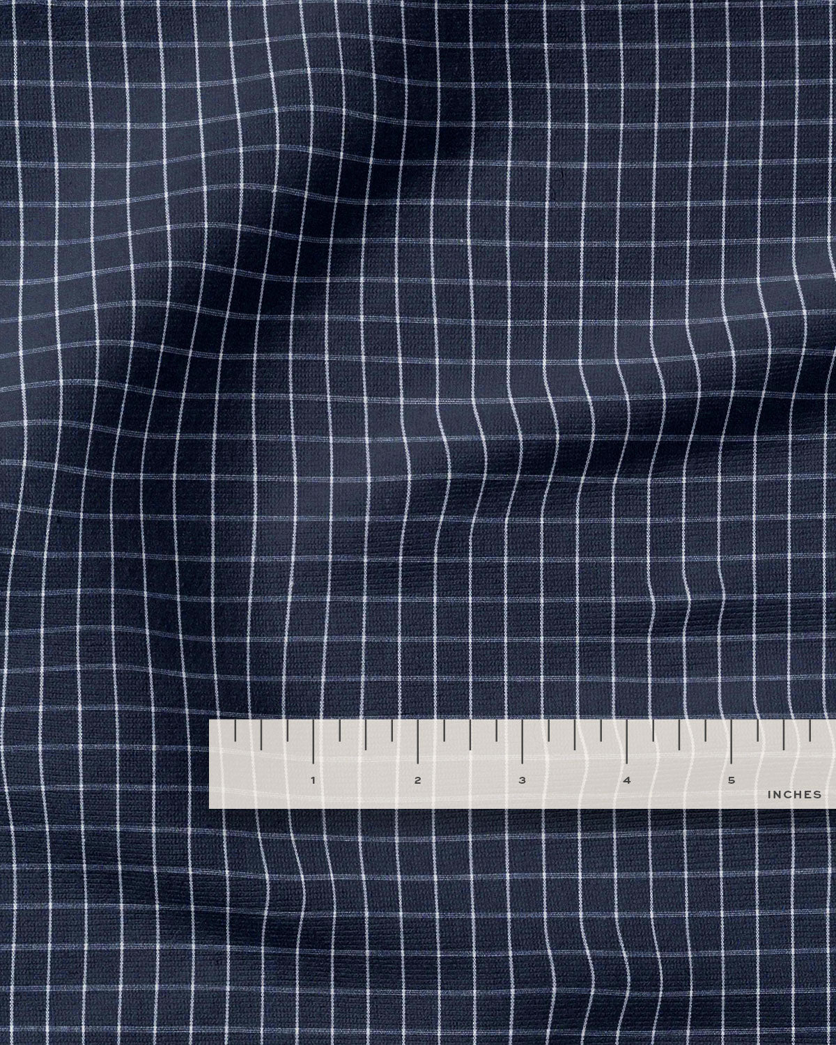 Navy Small Grid Cotton Shirting