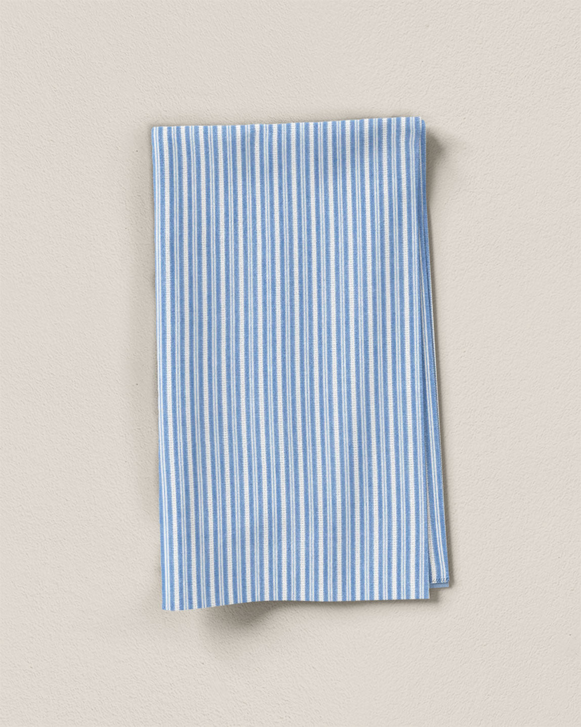 Powder Blue Close Stripe Leno Weave Cotton Shirting