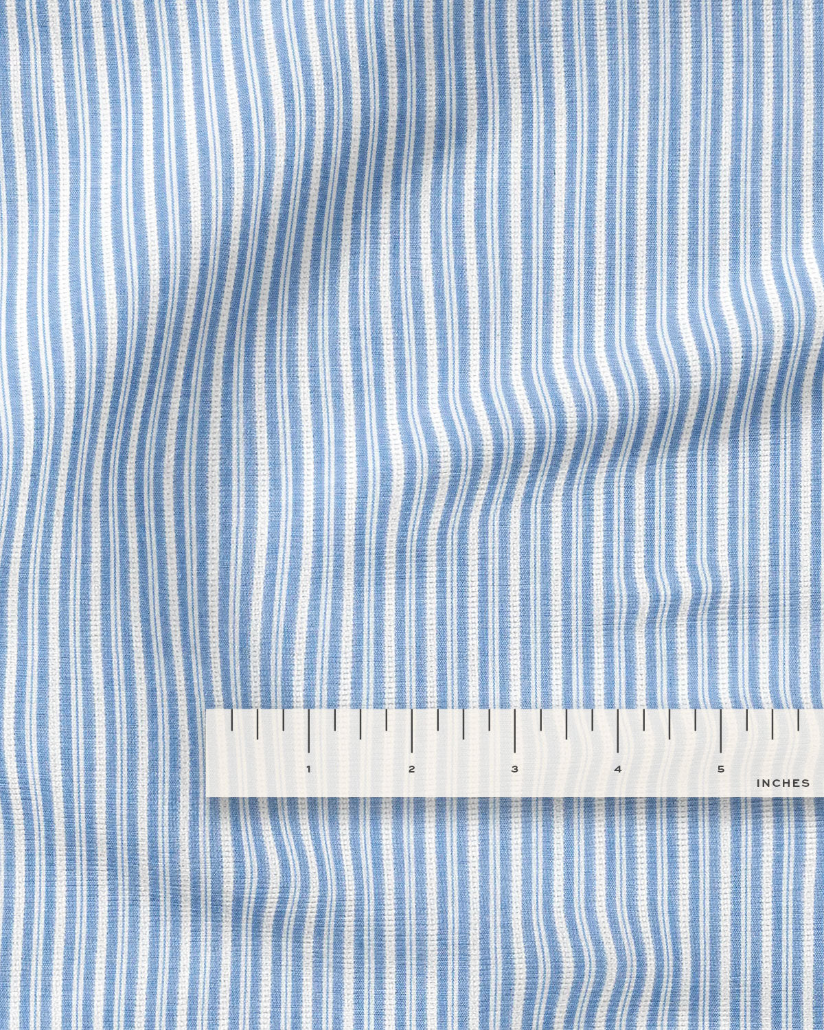 Powder Blue Close Stripe Leno Weave Cotton Shirting