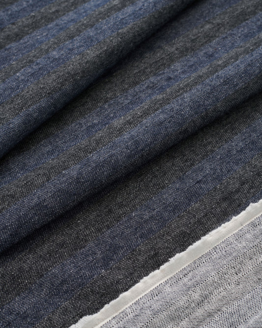 Prep Blue Stripe Linen Cotton Denim