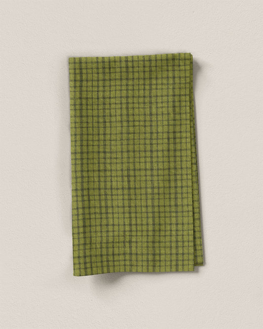 Spanish Olive Basket Check Washed Linen