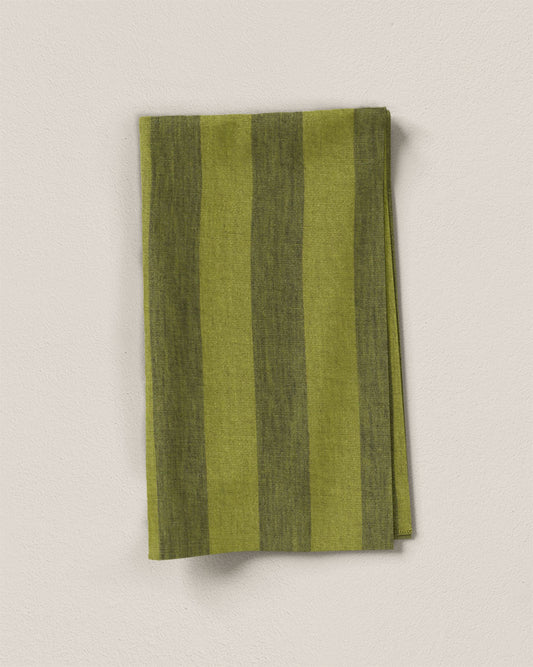 Spanish Olive Club Stripe Washed Linen