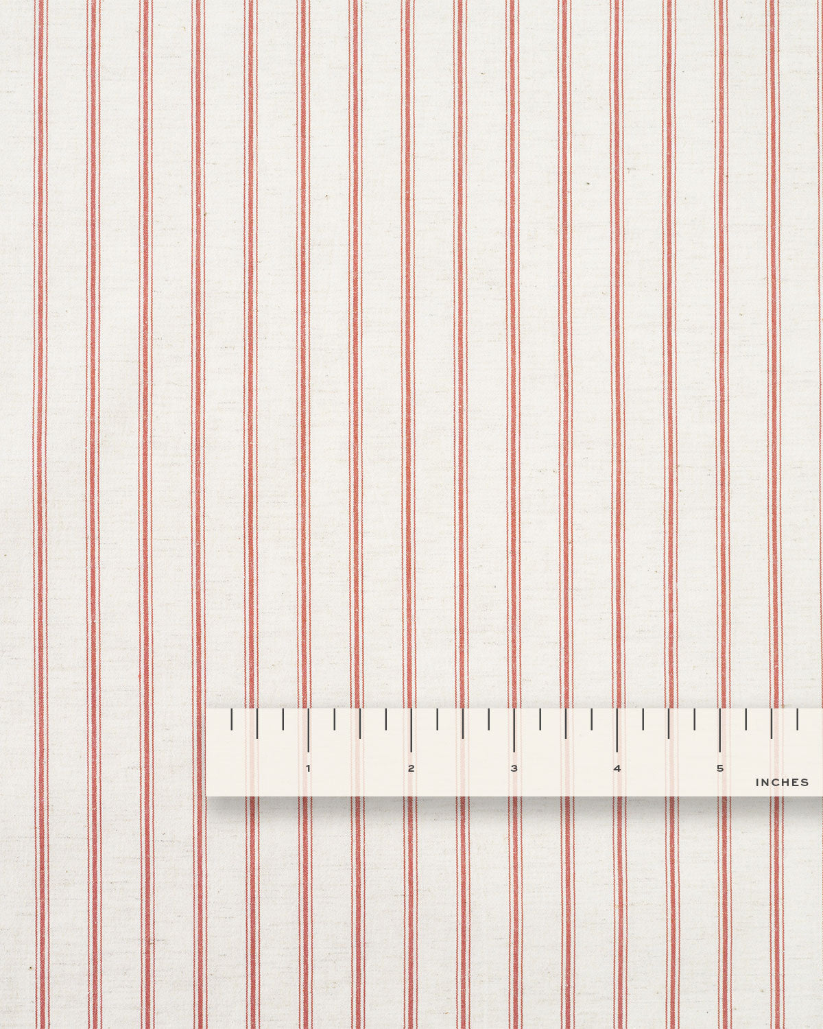 Ticking Stripe Linen Cotton - Natural / Red