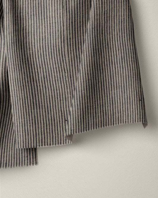 Black and Oat Railroad Stripe Linen
