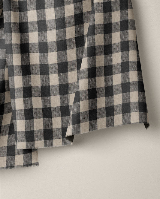 Medium Black and Natural Gingham Linen
