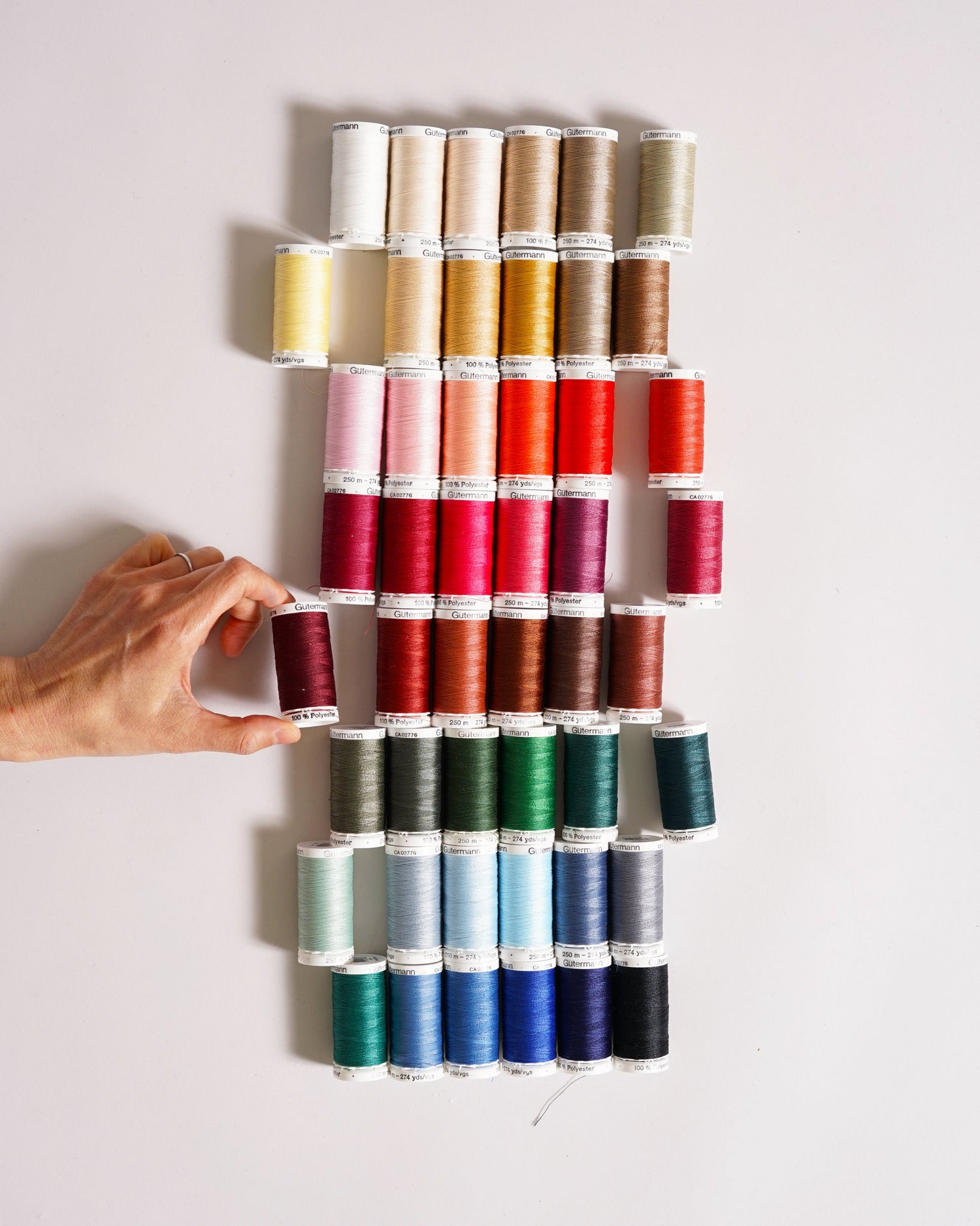 gutermann thread in a rainbow of colors