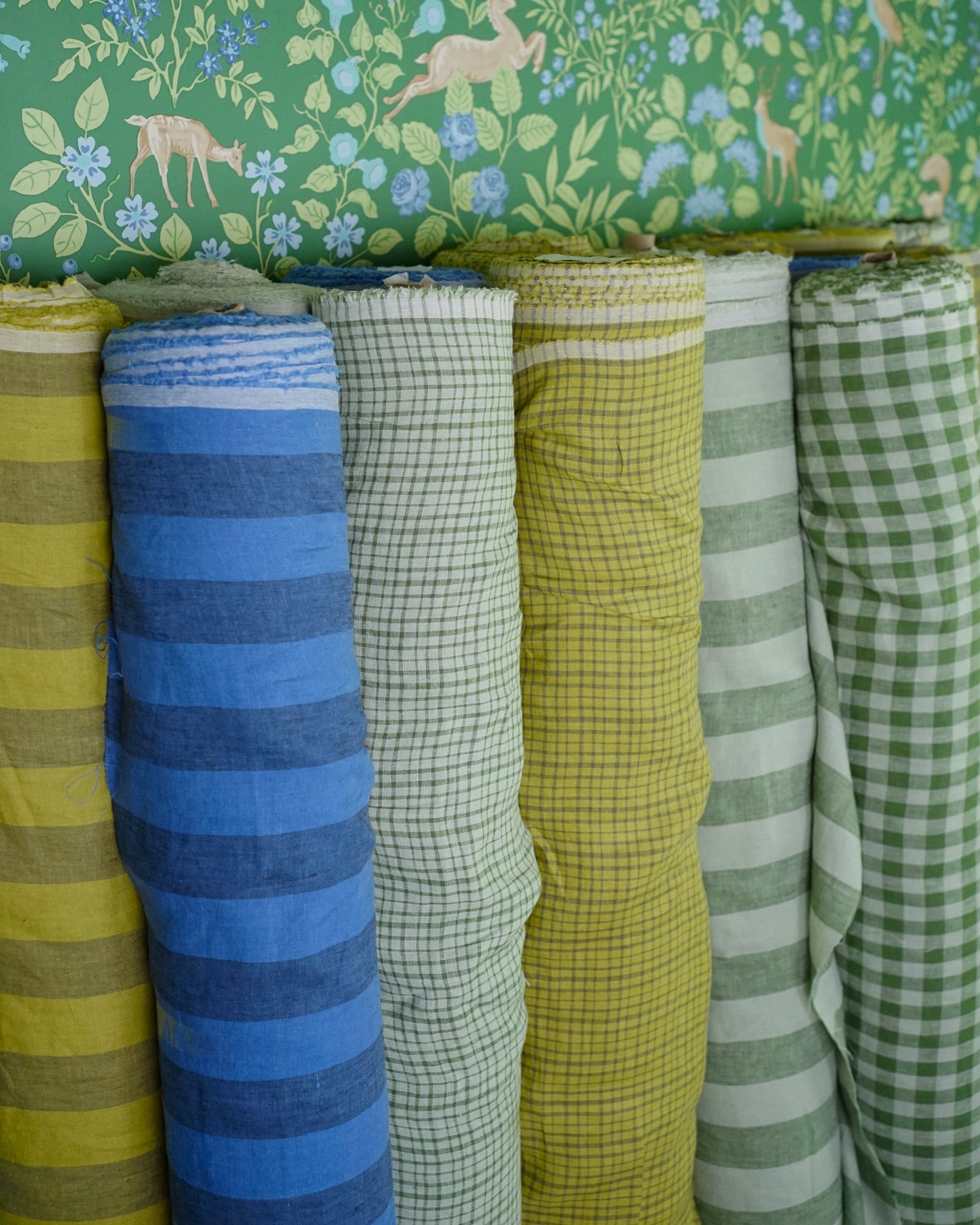 custom designed linen flax fabric for garments in classic patterns like stripes, ginghams and checks