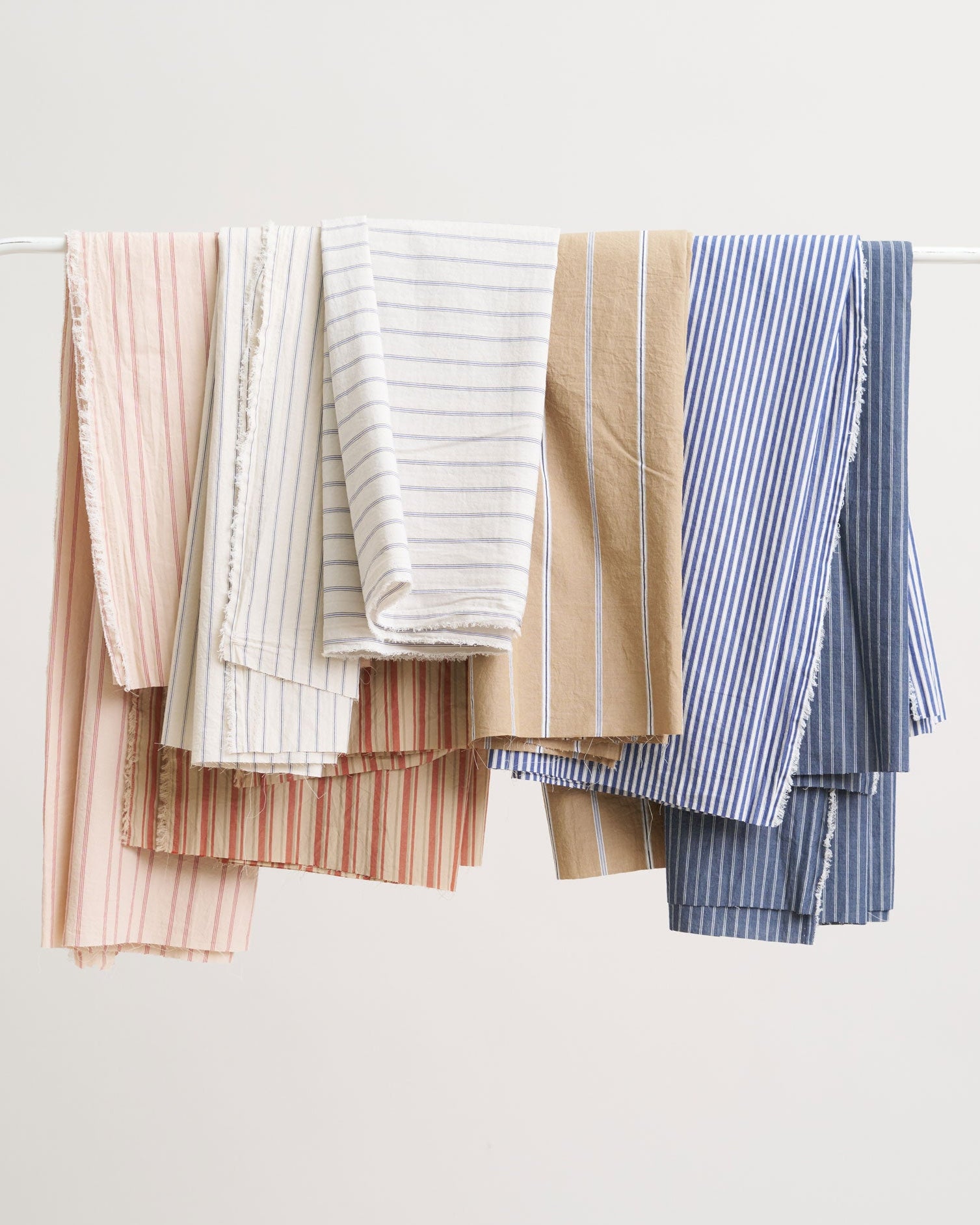 cotton striped fabrics hanging