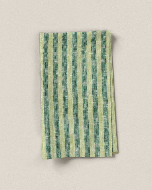 Apple Green Candy Stripe Washed Linen