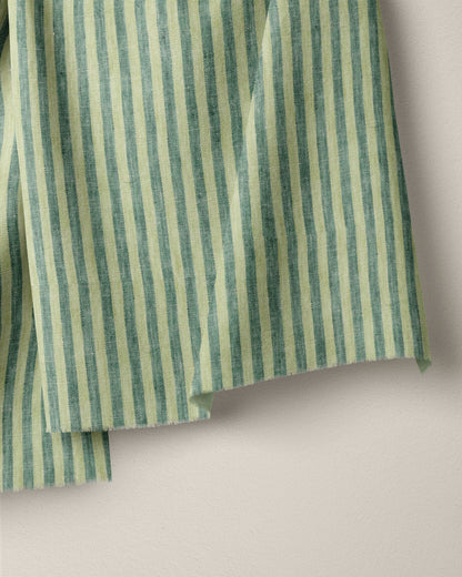Apple Green Candy Stripe Washed Linen