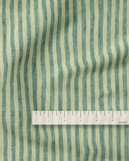 Apple Green Candy Stripe Washed Linen