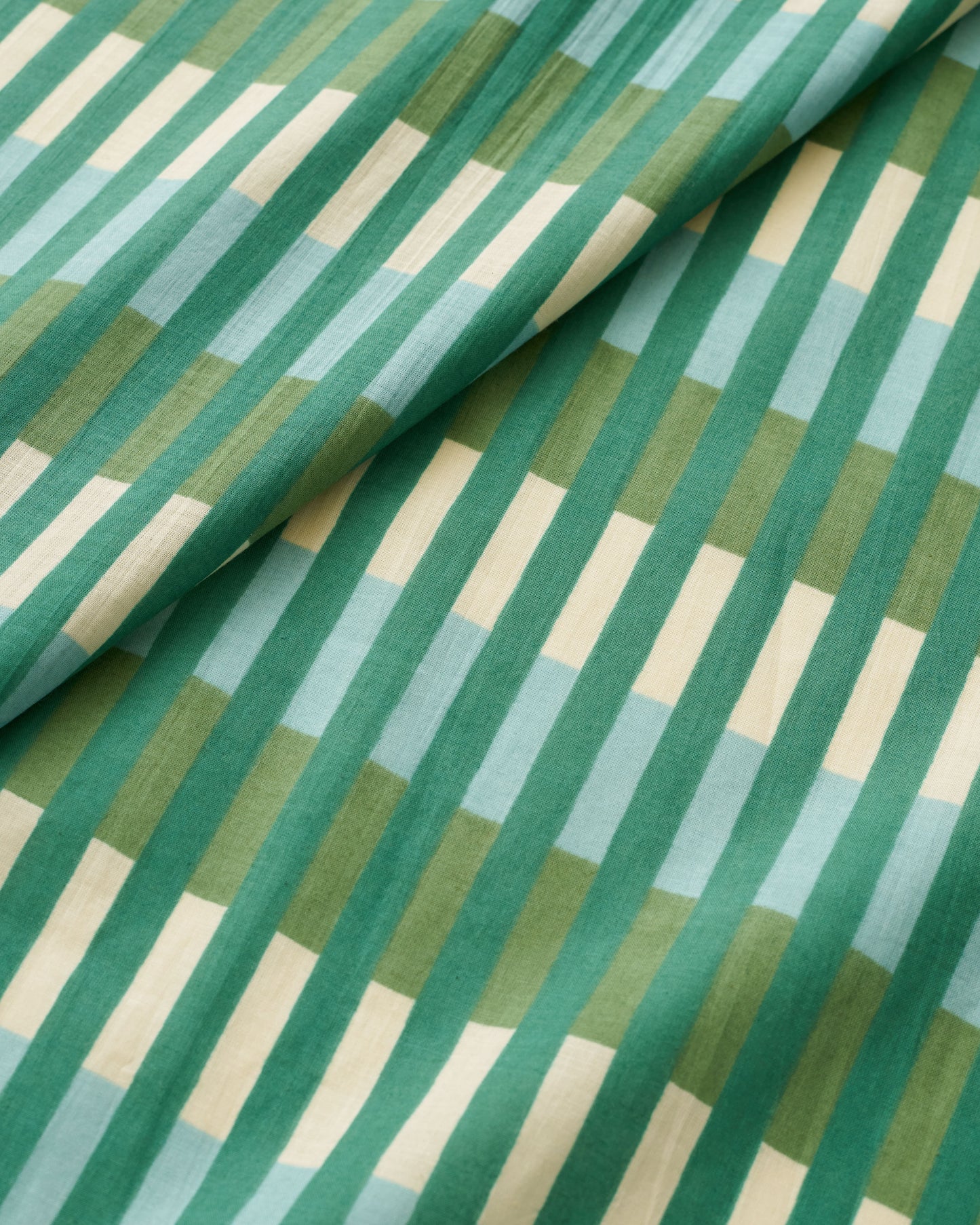 Asparagus Multi Stripe Block Print Cotton
