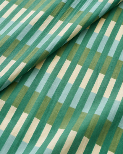 Asparagus Multi Stripe Block Print Cotton