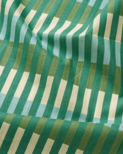 Asparagus Multi Stripe Block Print Cotton