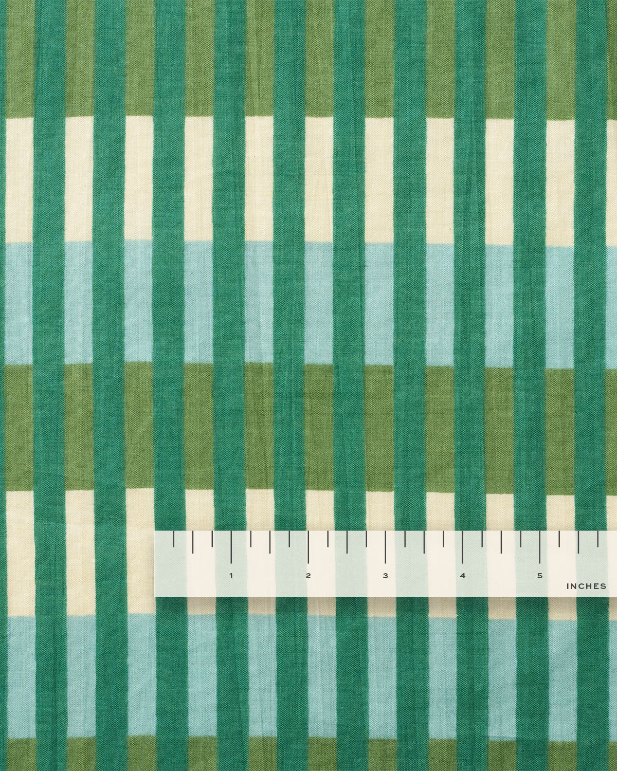 Asparagus Multi Stripe Block Print Cotton