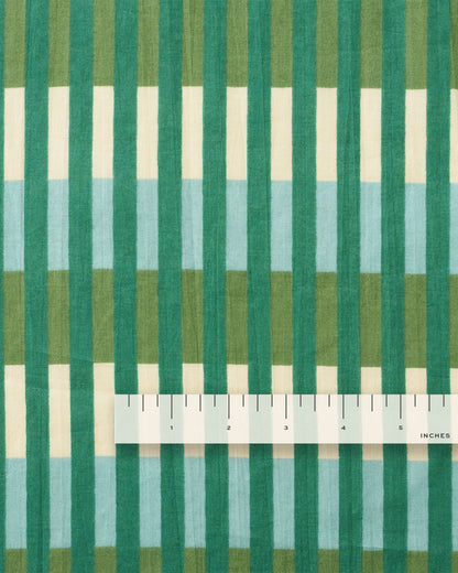 Asparagus Multi Stripe Block Print Cotton