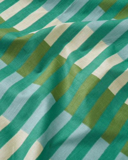 Asparagus Wide Multi Stripe Block Print