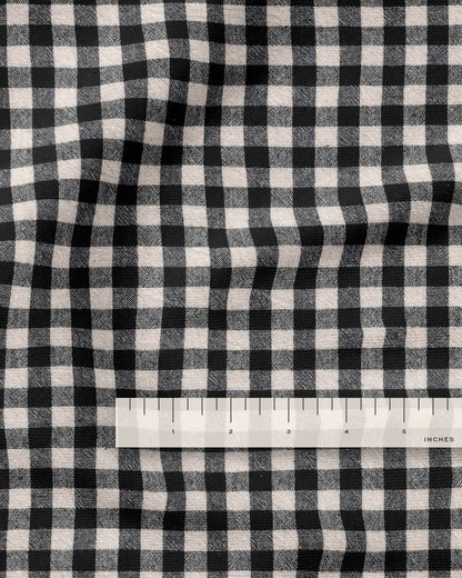 Black and Tan Medium Gingham Cotton