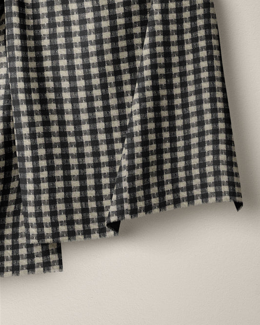 Black and Natural Gingham Dobby Weave Linen