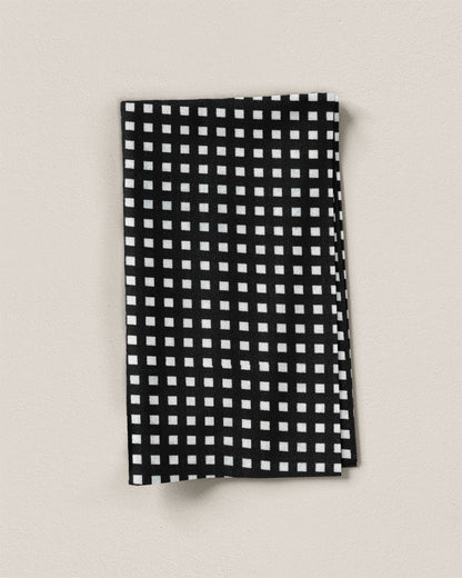 Funky Black and White Grid Check Block Print Cotton