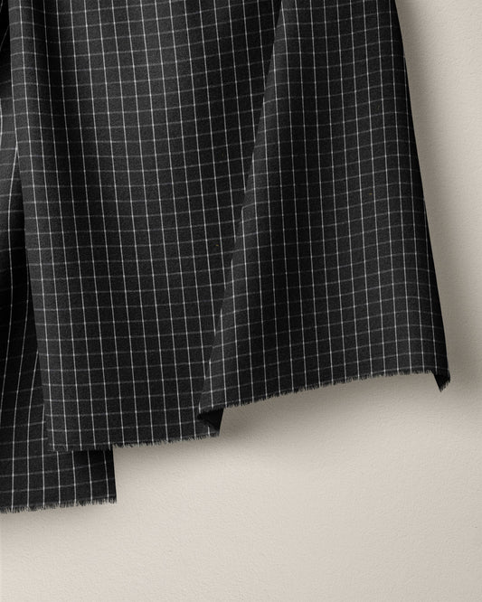 Black Small Grid Cotton Shirting