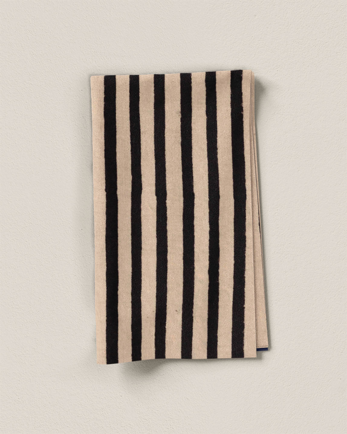 Black and Tan Stripe Block Print Cotton