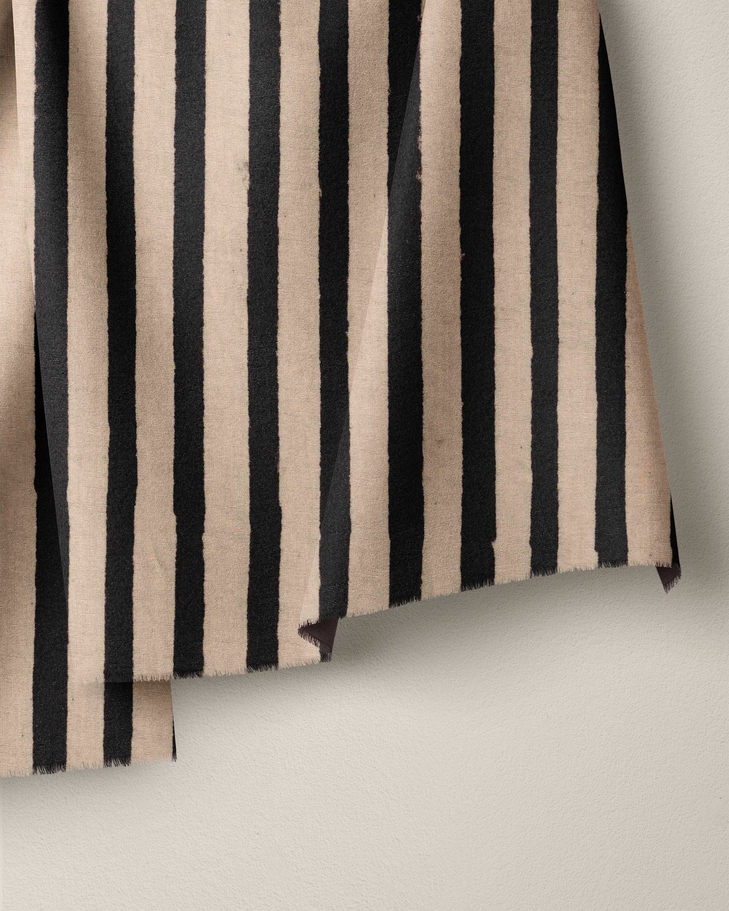 Black and Tan Stripe Block Print Cotton