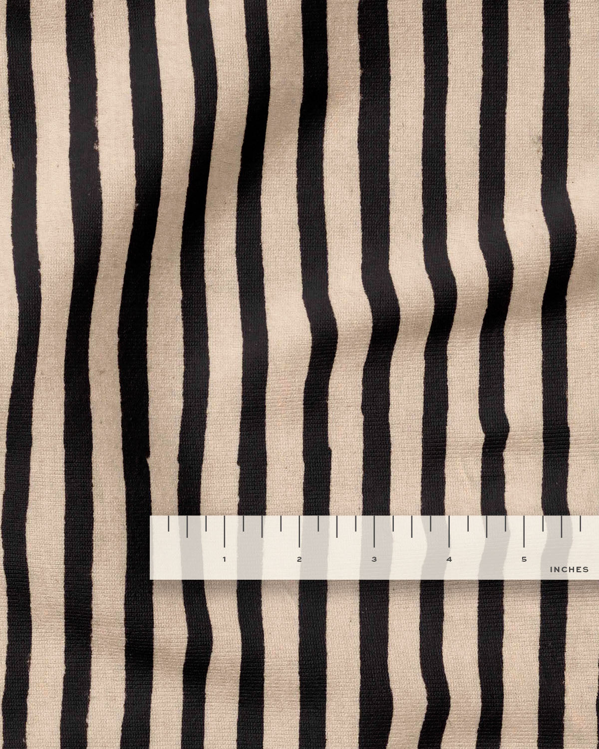 Black and Tan Stripe Block Print Cotton