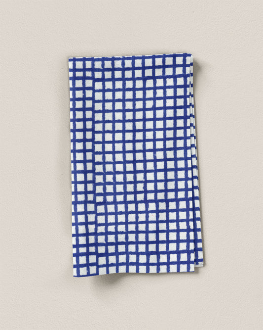 Blue Grid Block Print Cotton