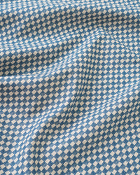 Blue Sketchy Check Custom Printed Linen Cotton Flax