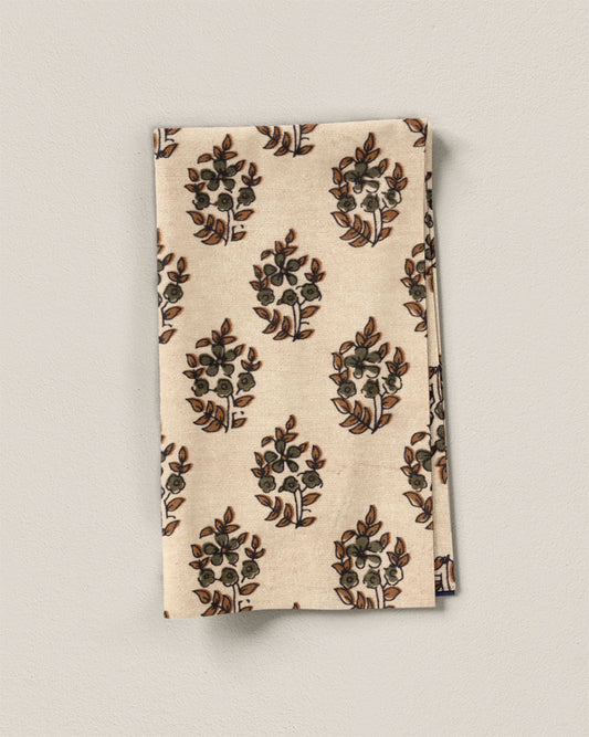 Brass and Tan Bloom Block Print Cotton