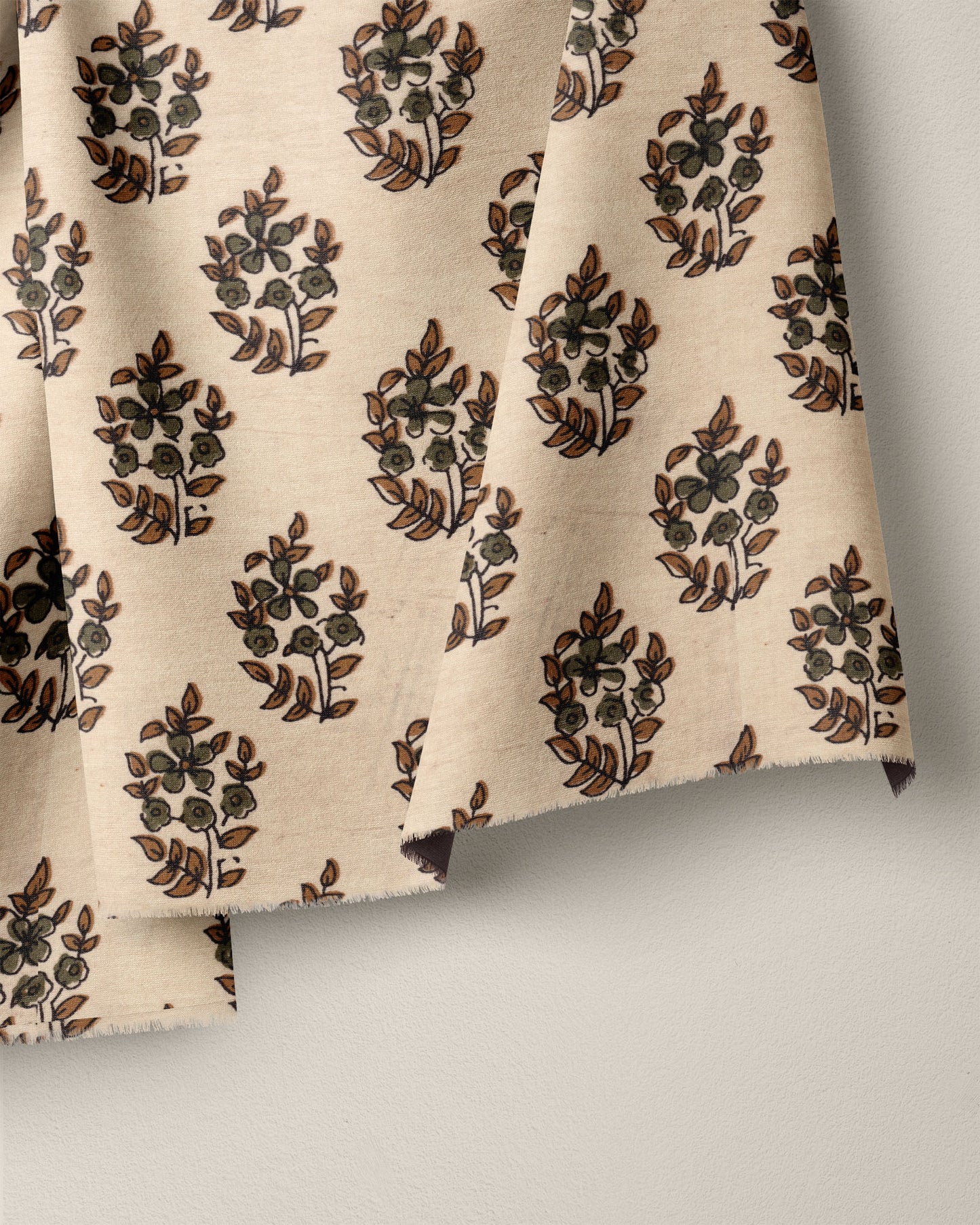 Brass and Tan Bloom Block Print Cotton