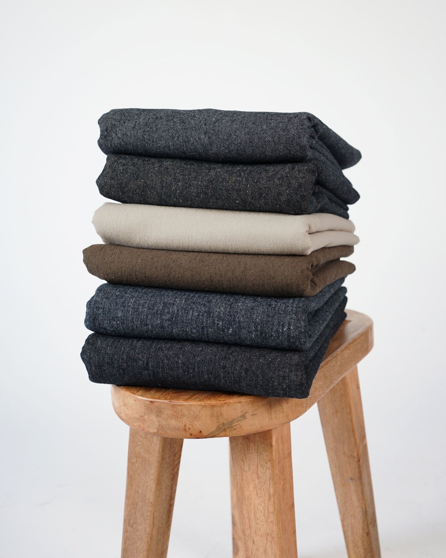 Deep Indigo Herringbone Linen Cotton Denim