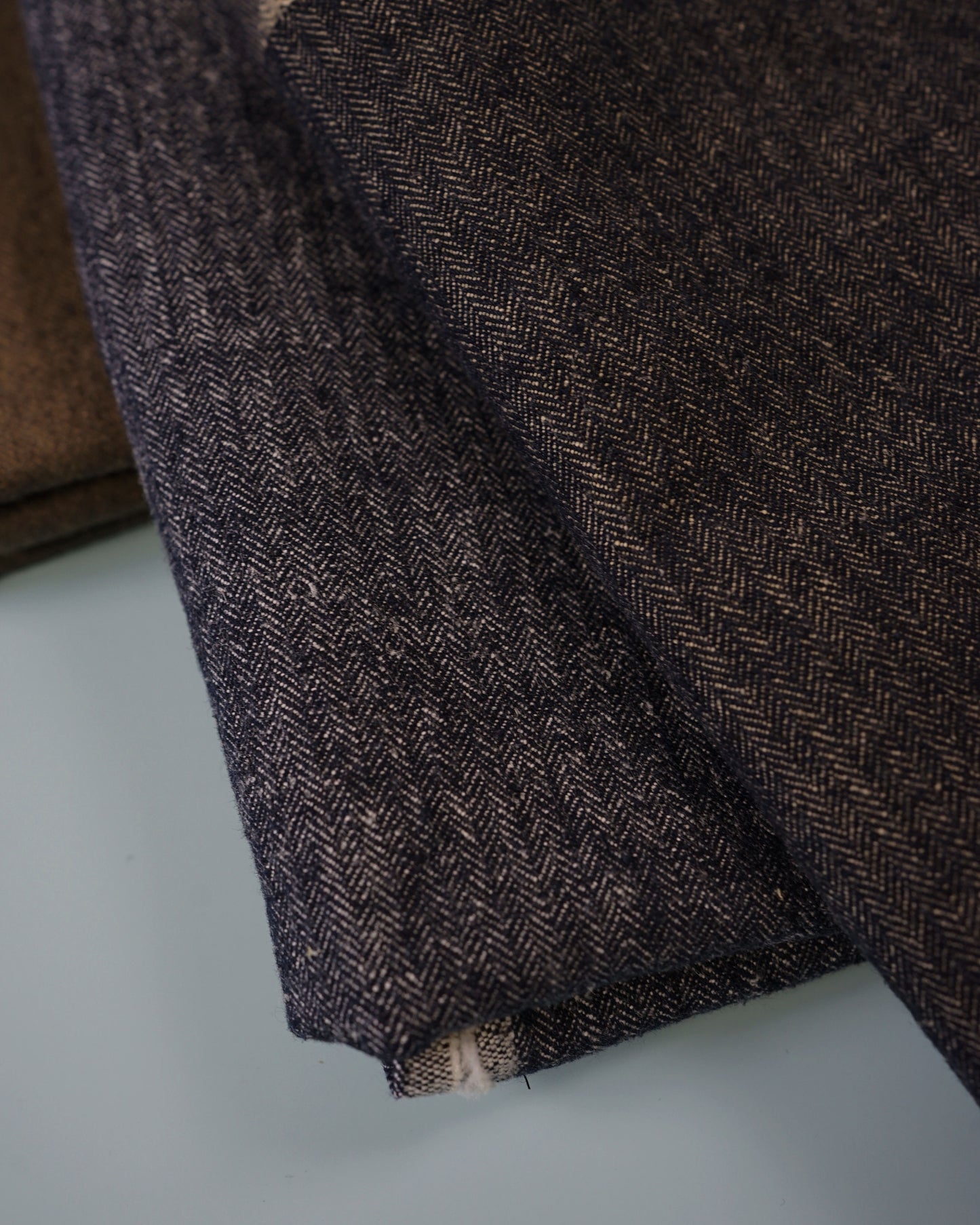 Indigo Herringbone Linen Cotton Denim