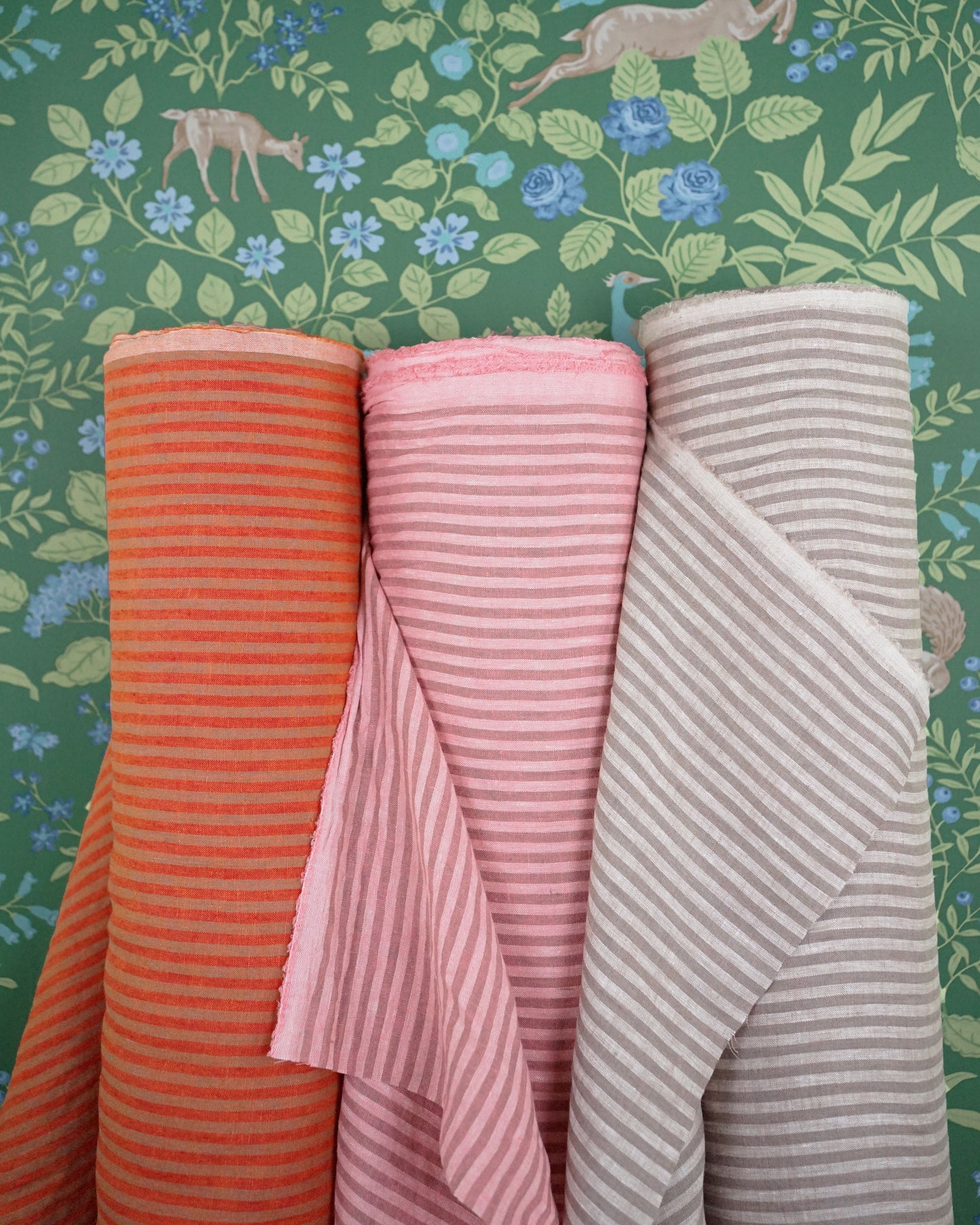 Strawberry Candy Stripe Washed Linen