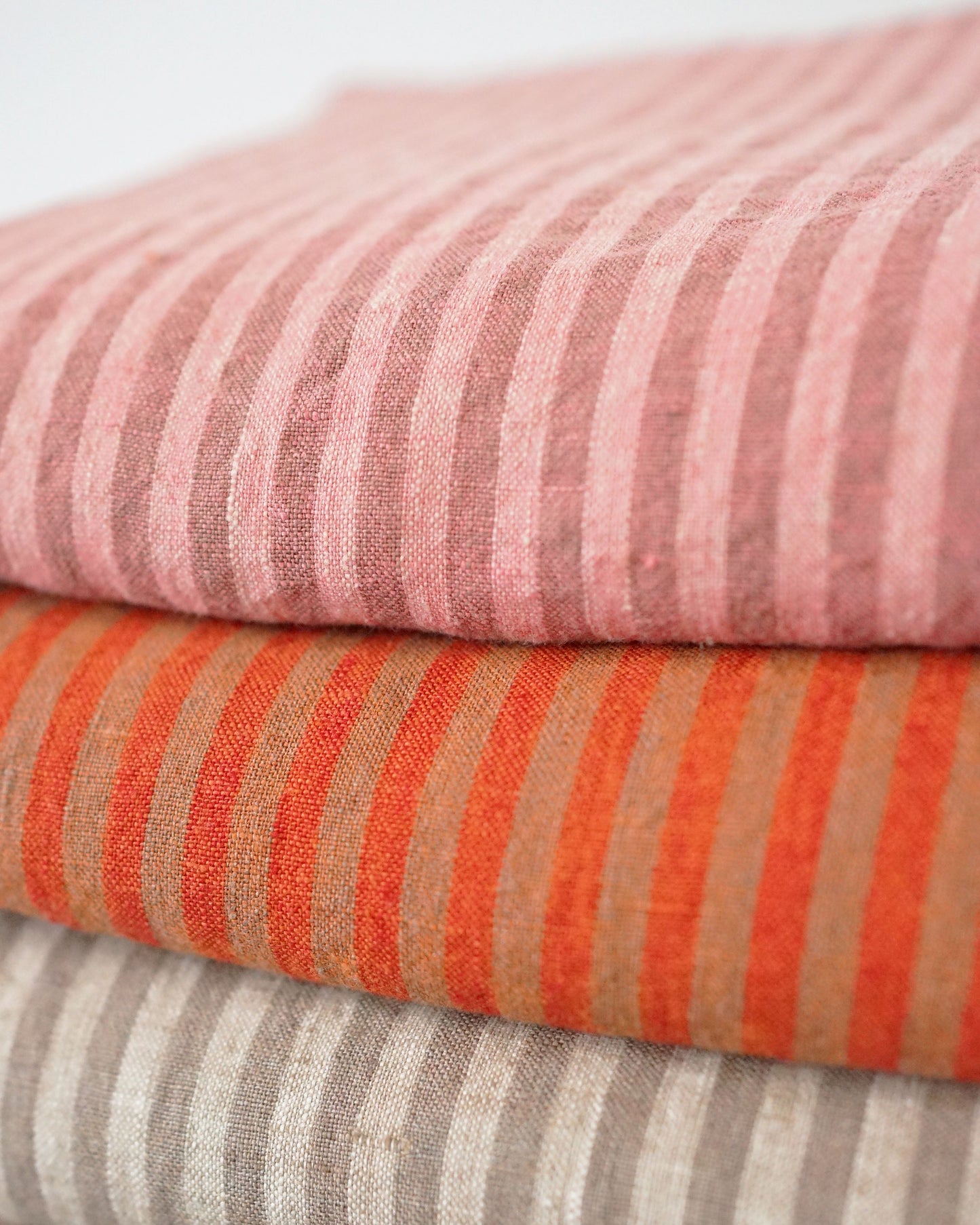 Strawberry Candy Stripe Washed Linen