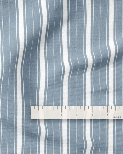 Chambray Blue Fun Stripe Washed Cotton
